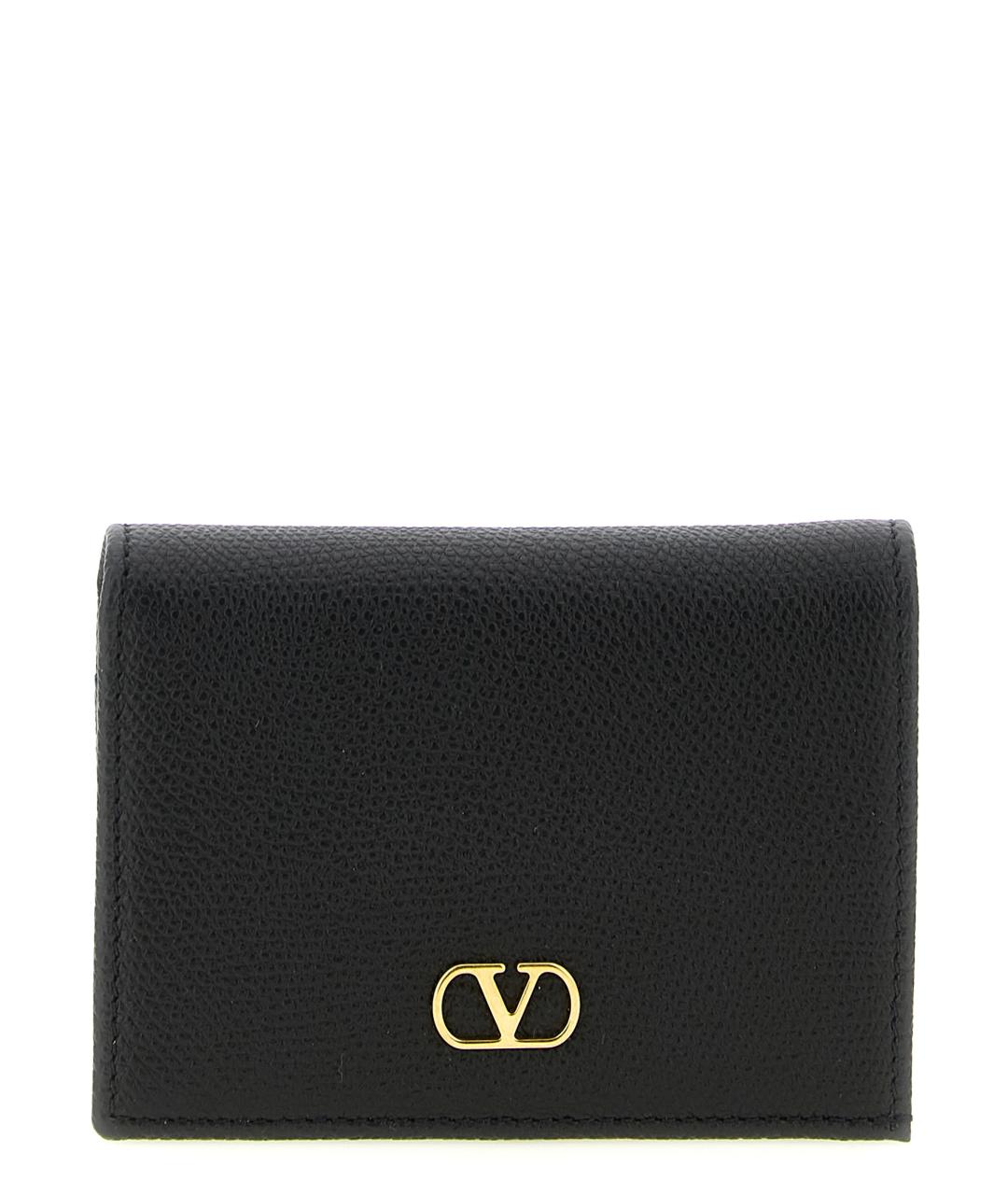 VALENTINO Черный кожаный кошелек, фото 1