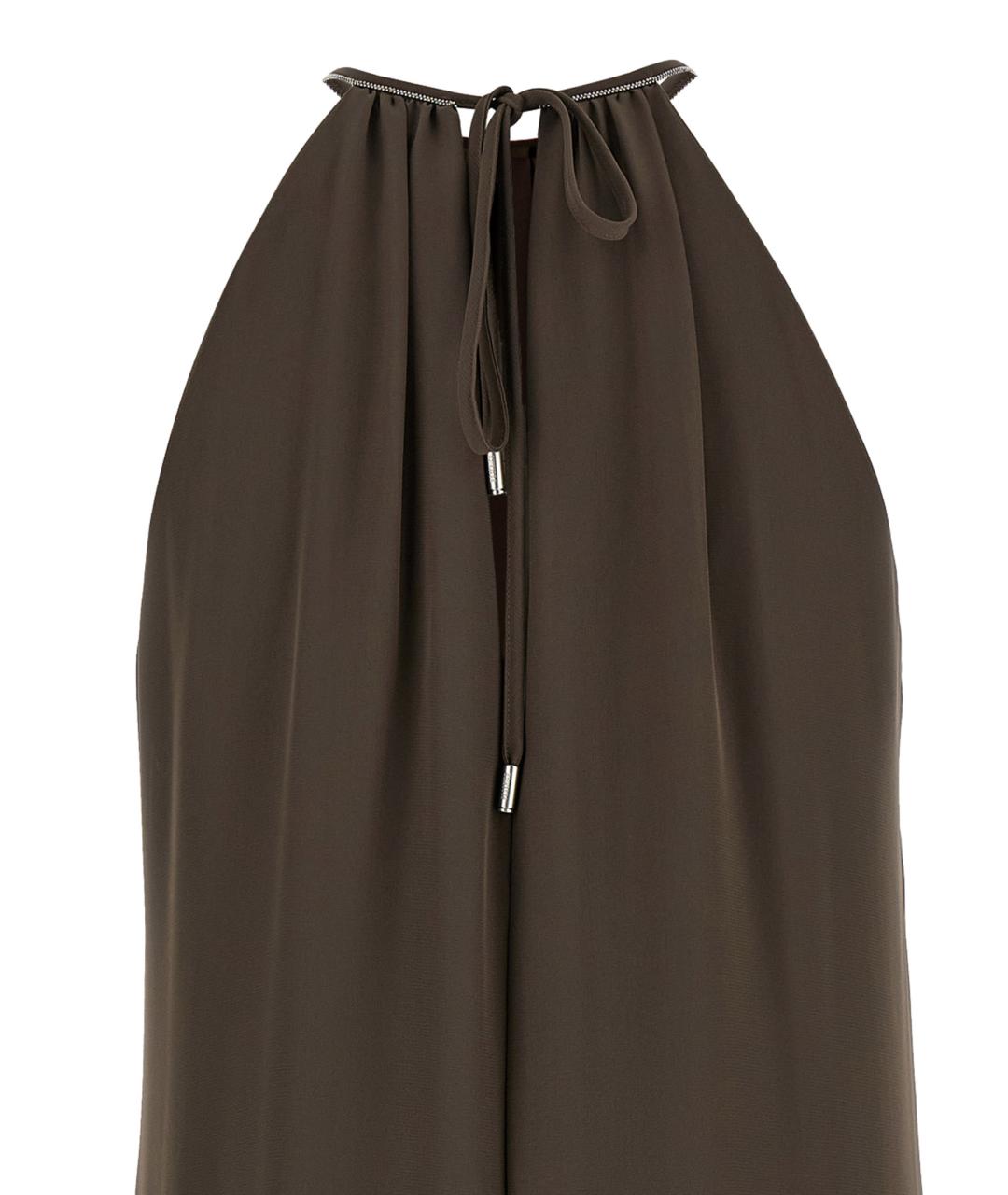 PESERICO Коричневое полиэстеровое повседневное платье, фото 4