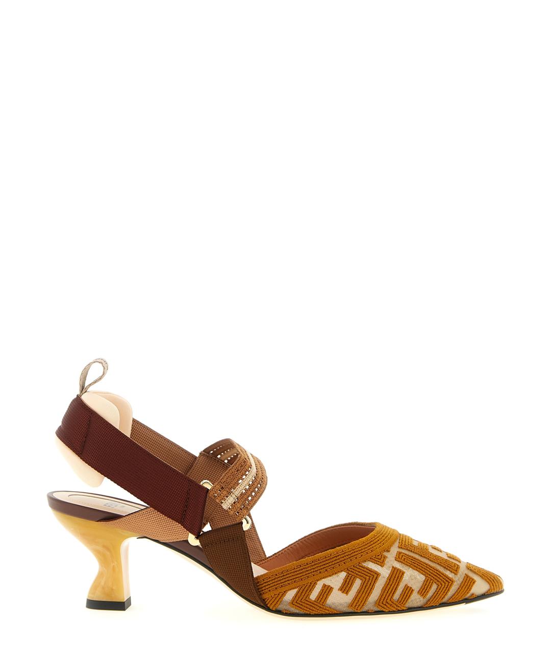 FENDI Коричневые текстильные туфли, фото 1