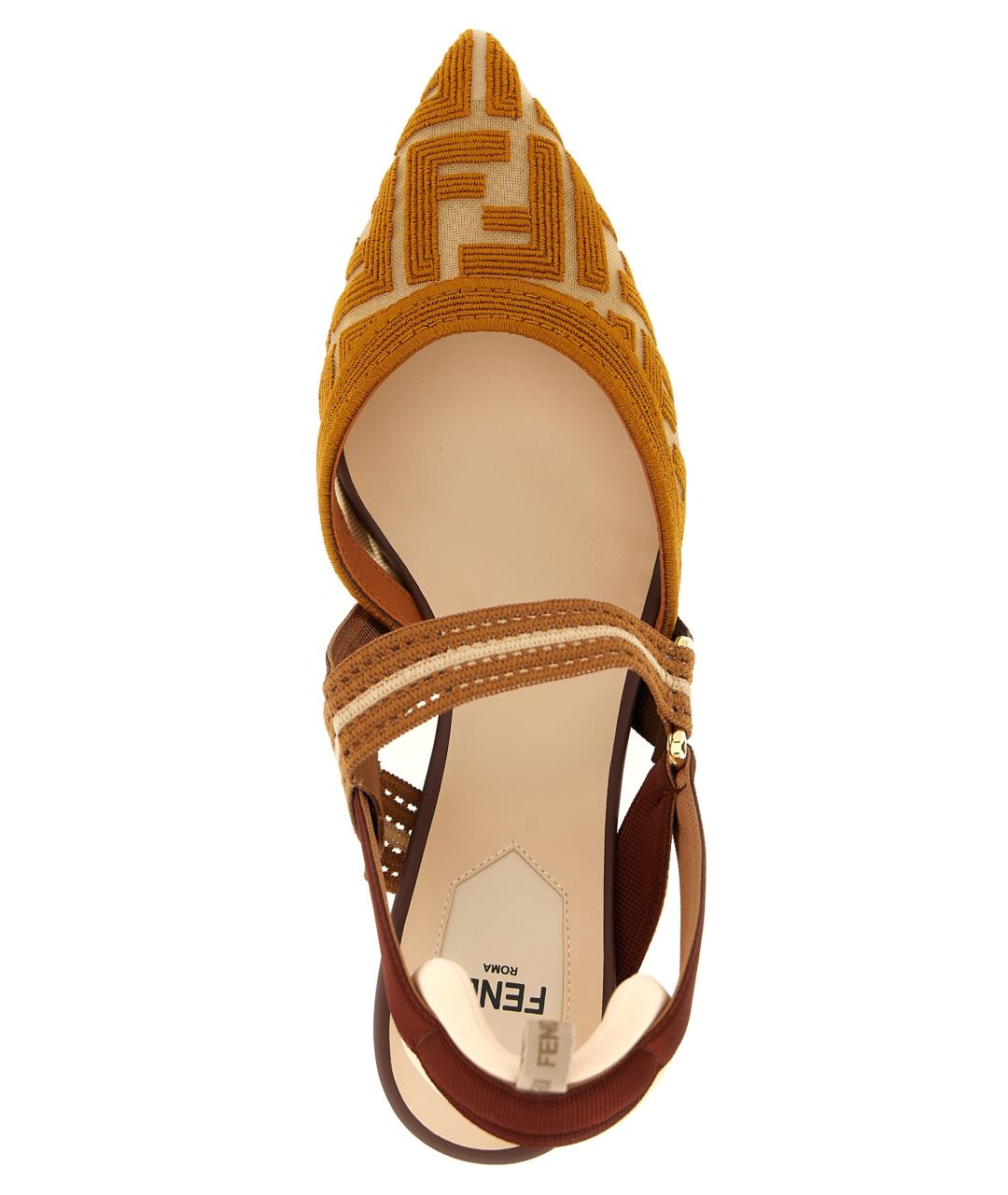 FENDI Коричневые текстильные туфли, фото 4