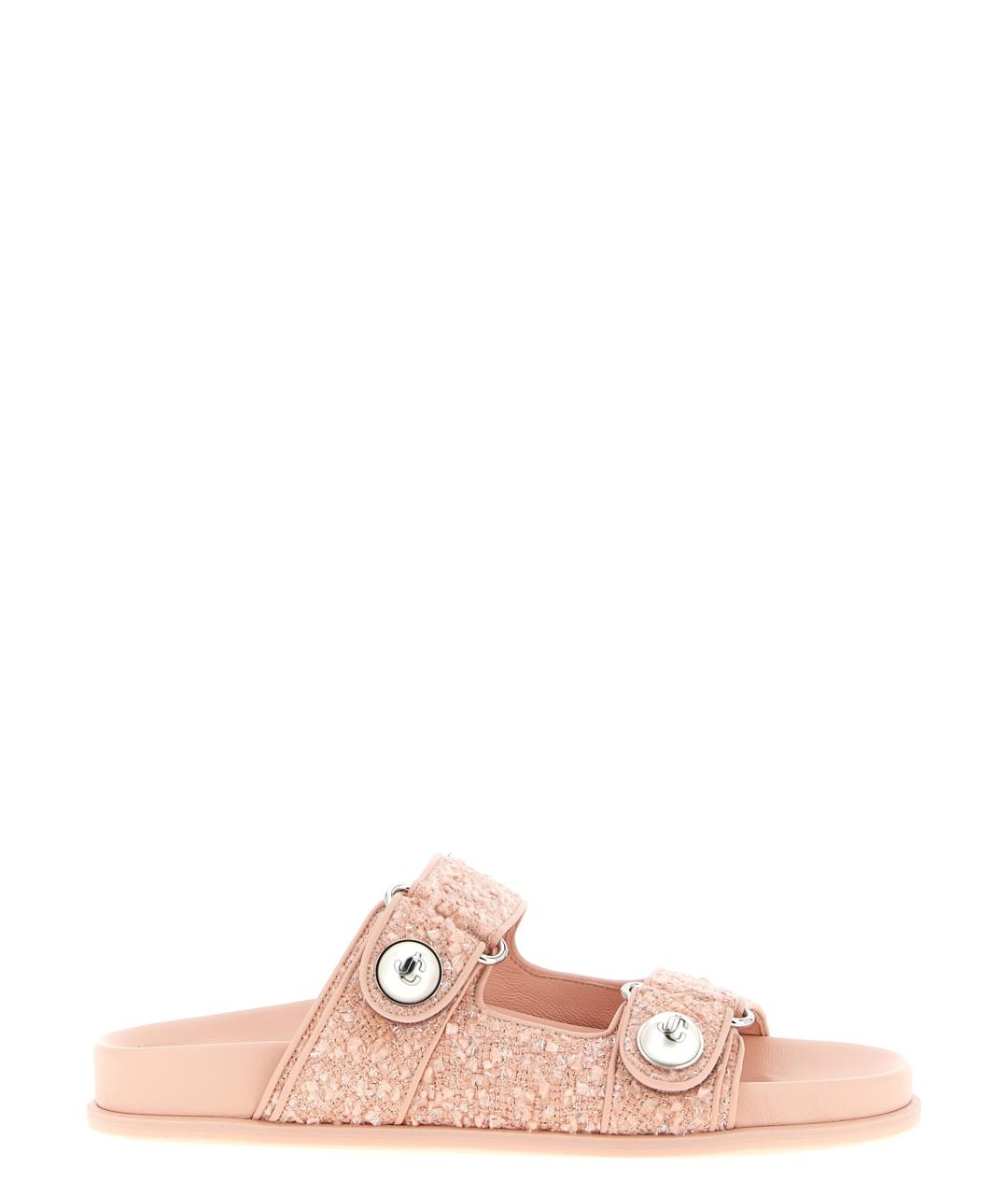 JIMMY CHOO Розовые текстильные шлепанцы, фото 1