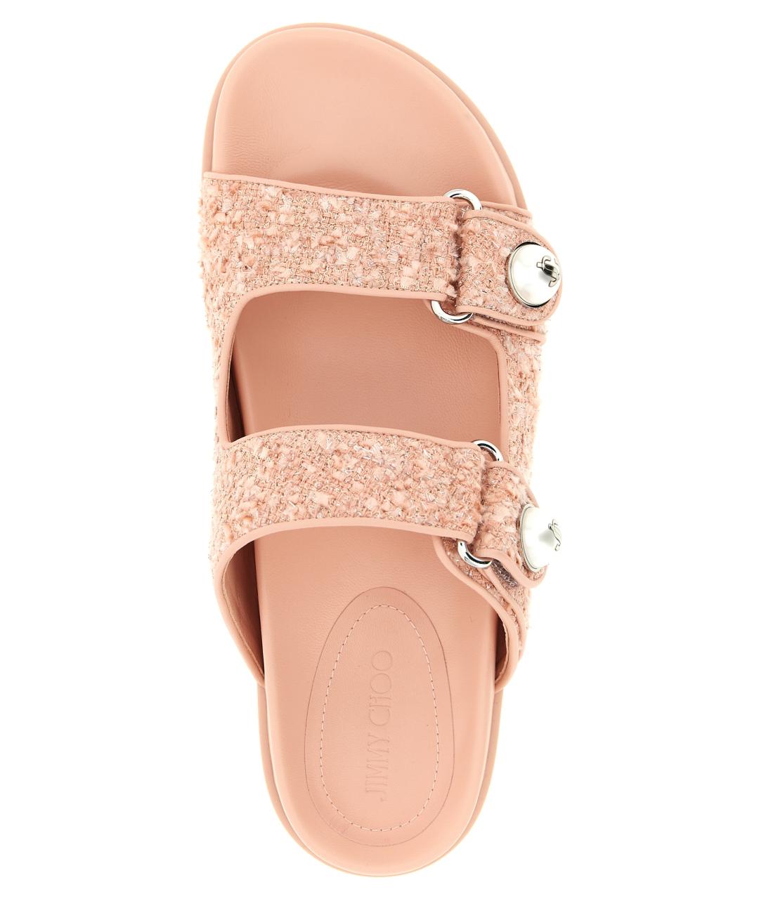 JIMMY CHOO Розовые текстильные шлепанцы, фото 4