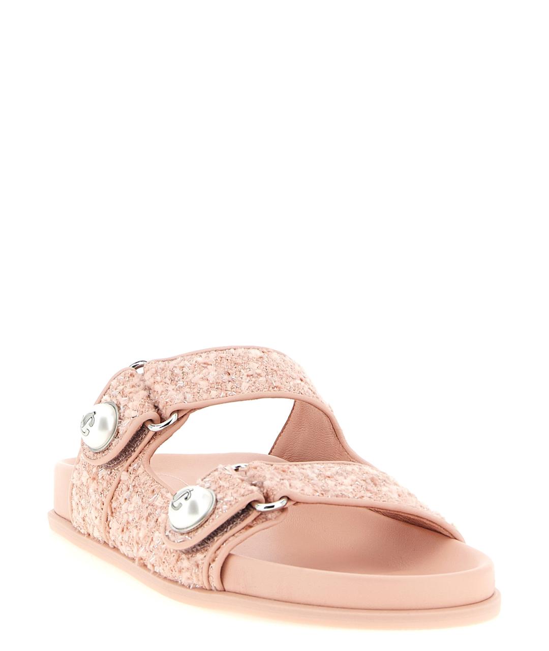 JIMMY CHOO Розовые текстильные шлепанцы, фото 2