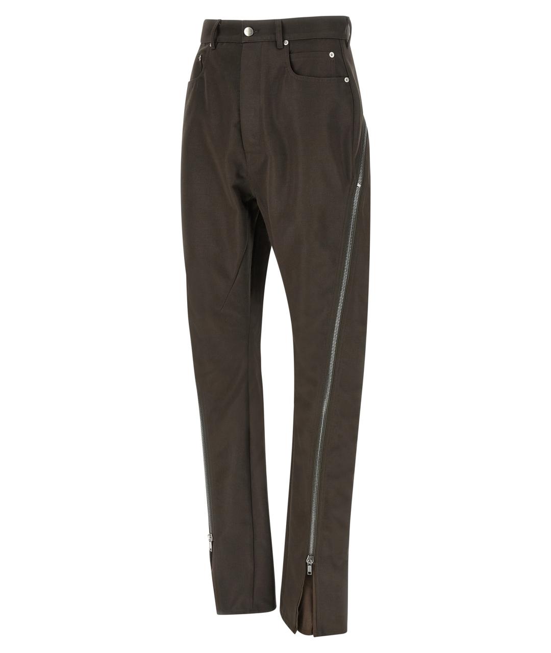 RICK OWENS Коричневые хлопковые повседневные брюки, фото 3