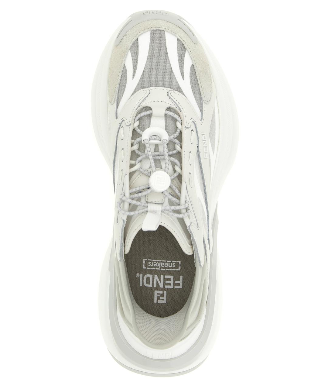 FENDI Серые кожаные кроссовки, фото 4