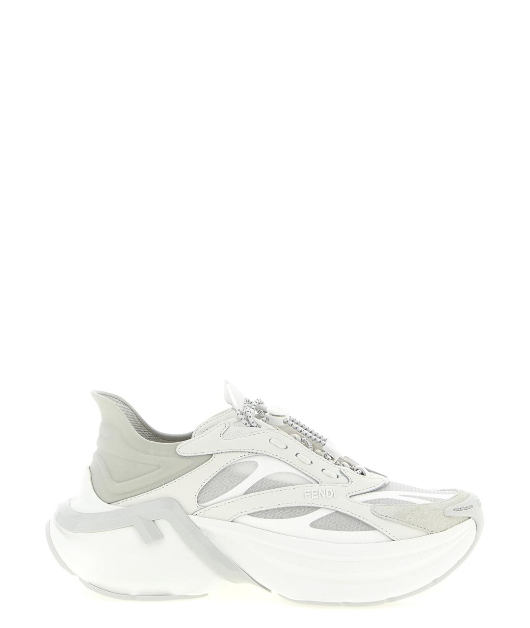 FENDI Серые кожаные кроссовки, фото 1