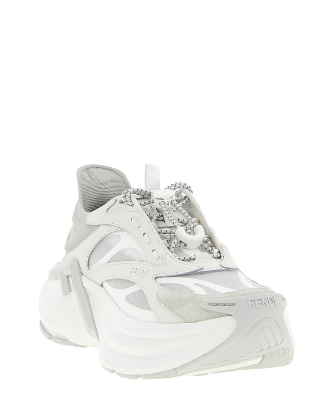 FENDI Серые кожаные кроссовки, фото 2
