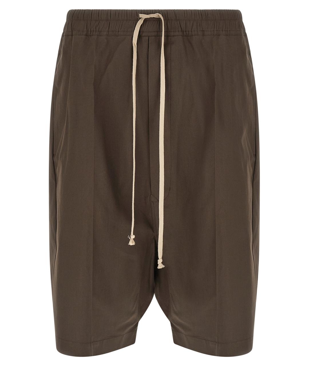 RICK OWENS Коричневые хлопковые шорты, фото 1