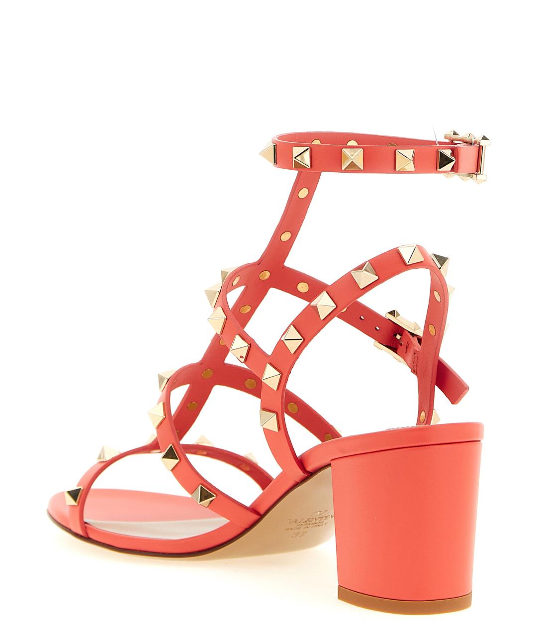 VALENTINO Оранжевое кожаные босоножки, фото 3