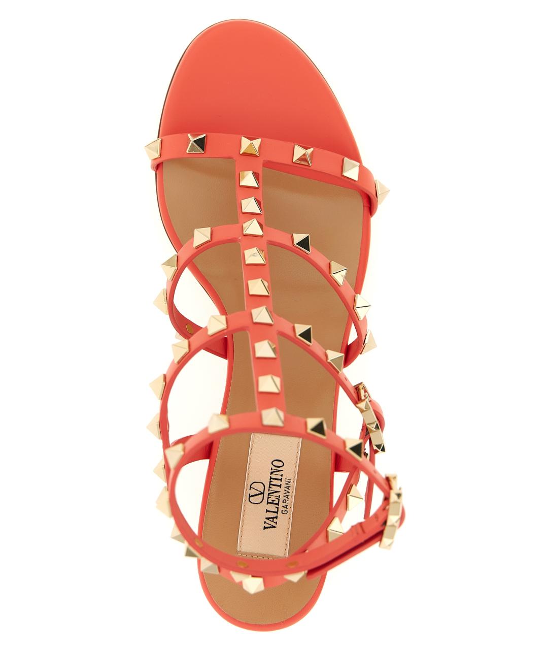 VALENTINO Оранжевое кожаные босоножки, фото 4