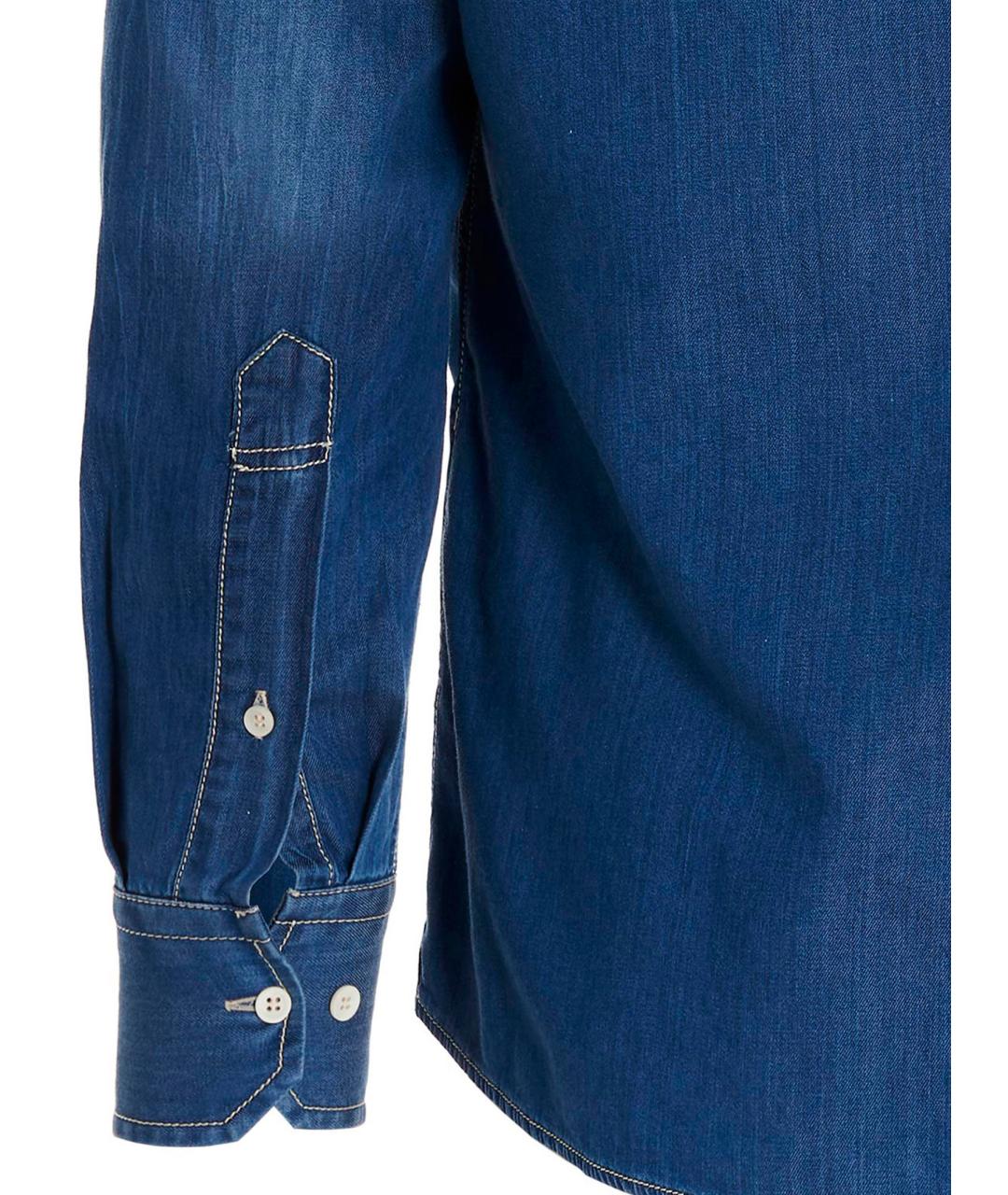 BRUNELLO CUCINELLI Синяя хлопковая кэжуал рубашка, фото 4