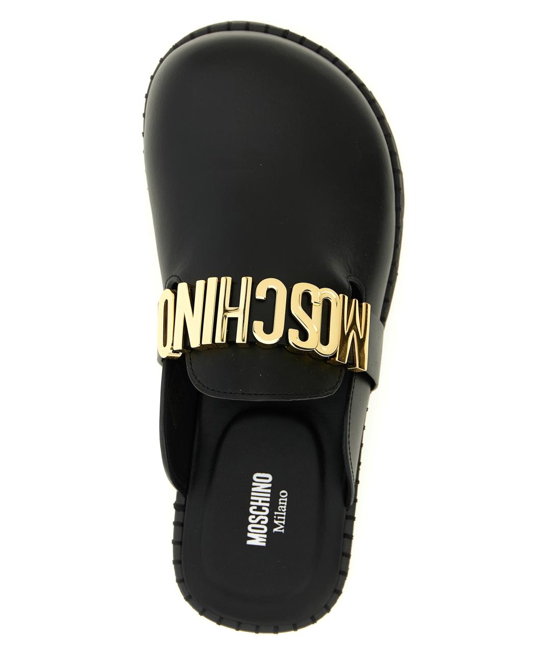 MOSCHINO Черные кожаные сабо, фото 4