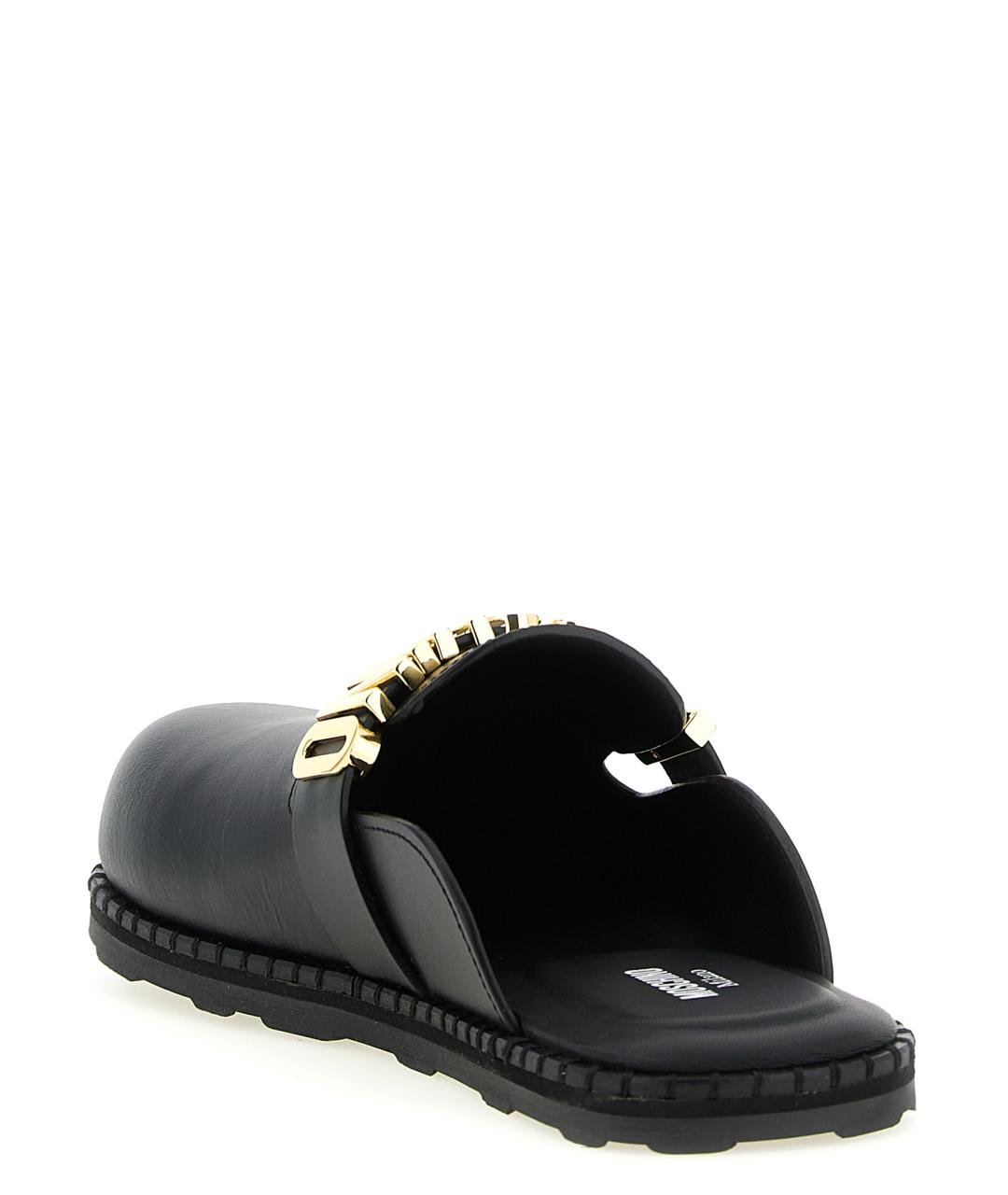 MOSCHINO Черные кожаные сабо, фото 3