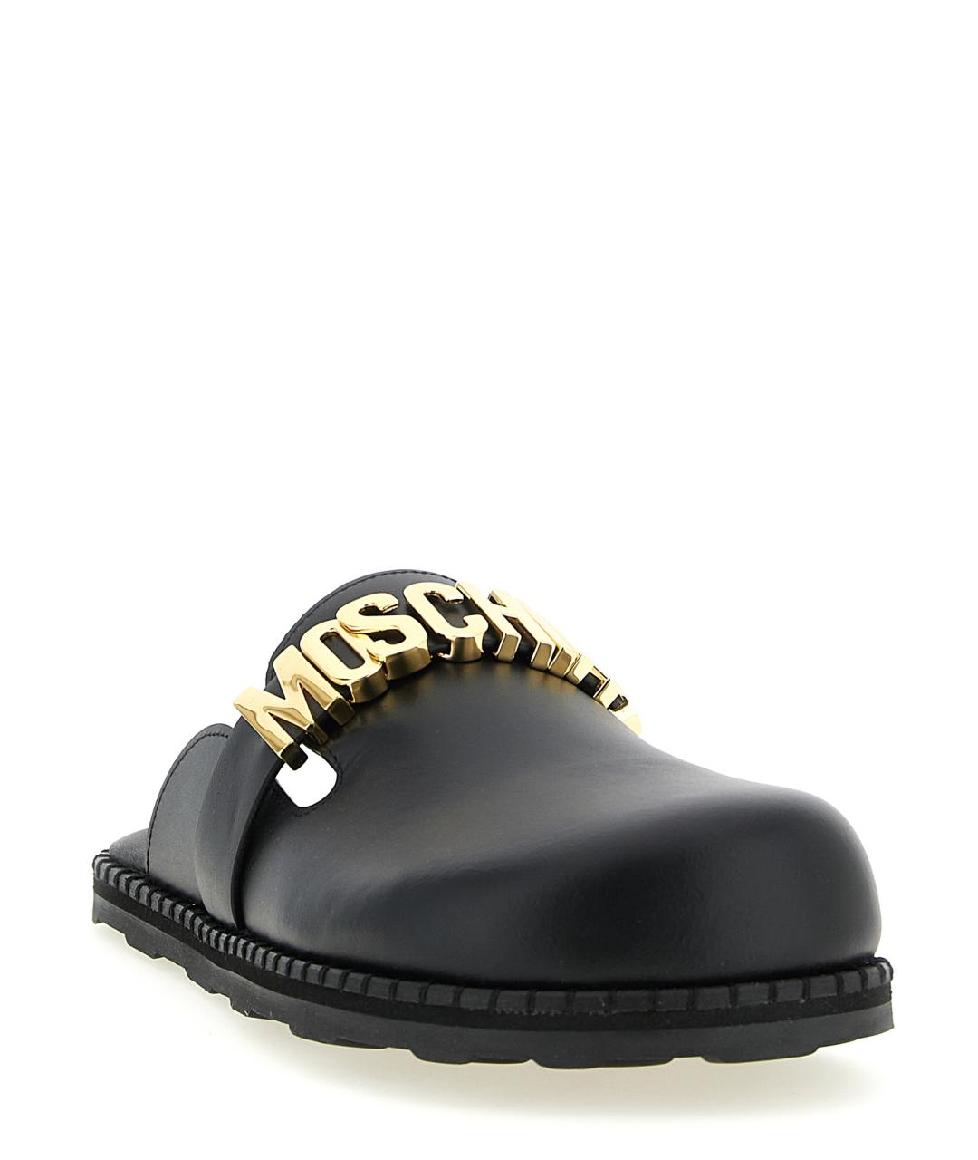 MOSCHINO Черные кожаные сабо, фото 2