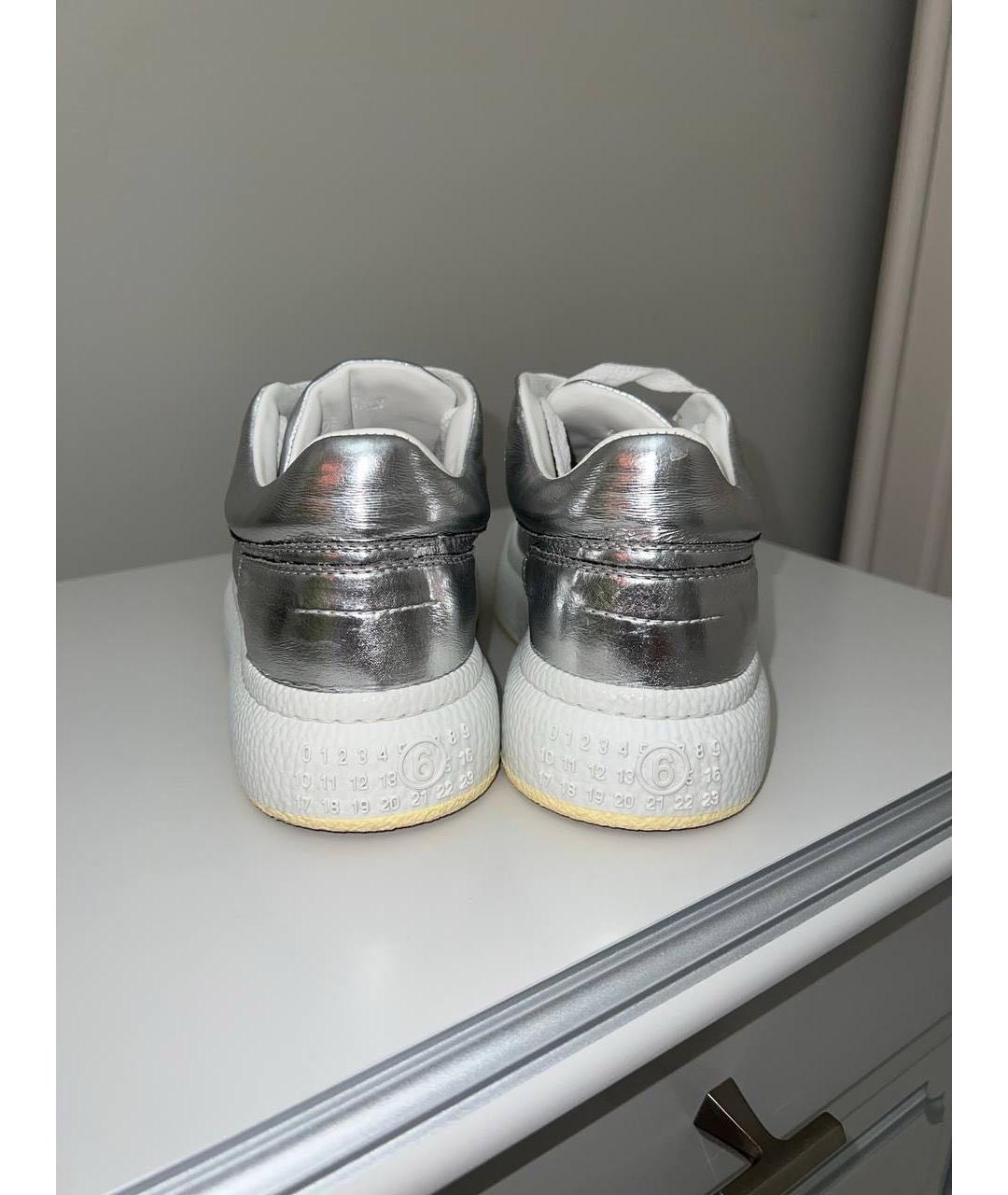MAISON MARGIELA Серебряные кожаные кеды, фото 4