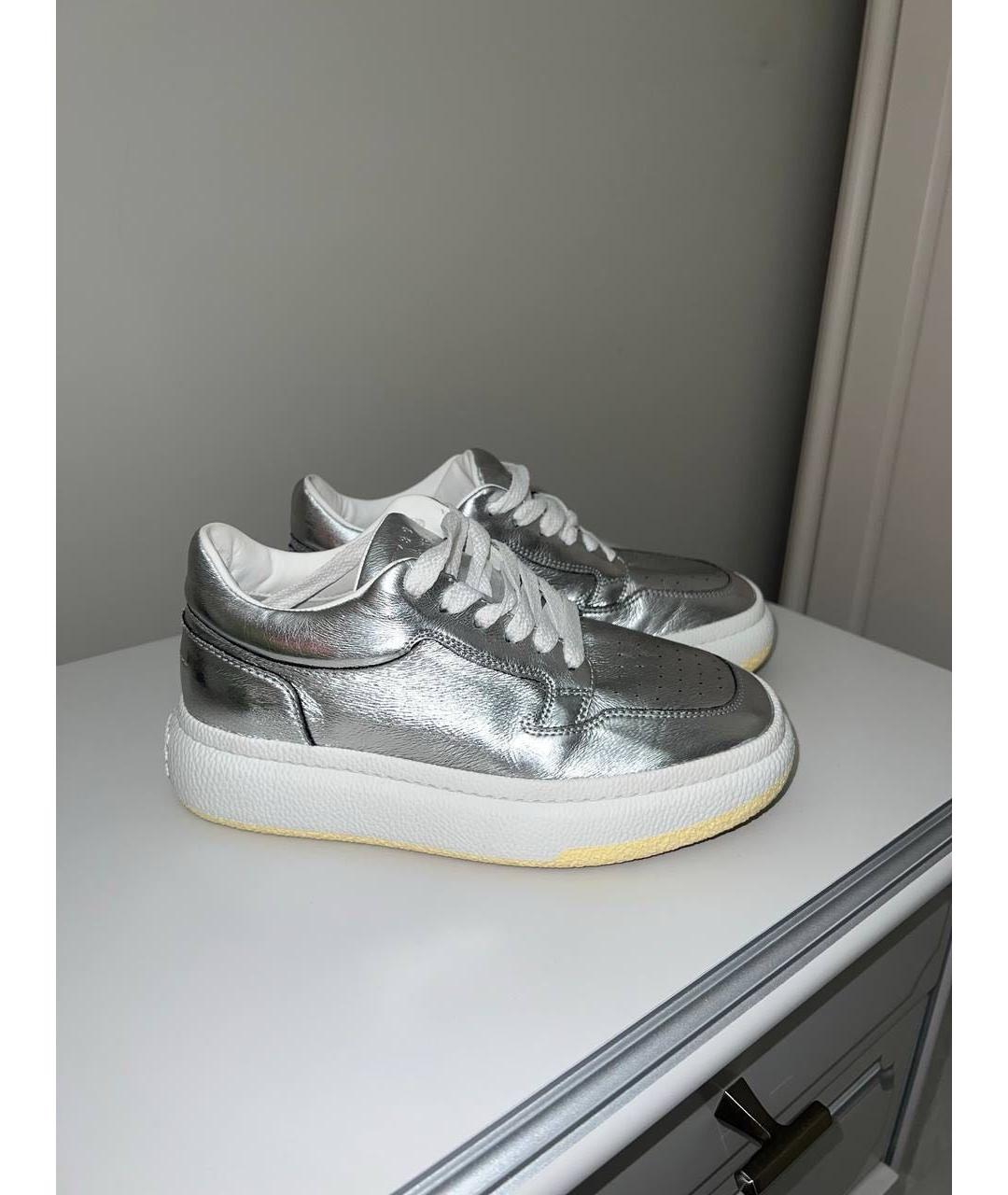 MAISON MARGIELA Серебряные кожаные кеды, фото 5