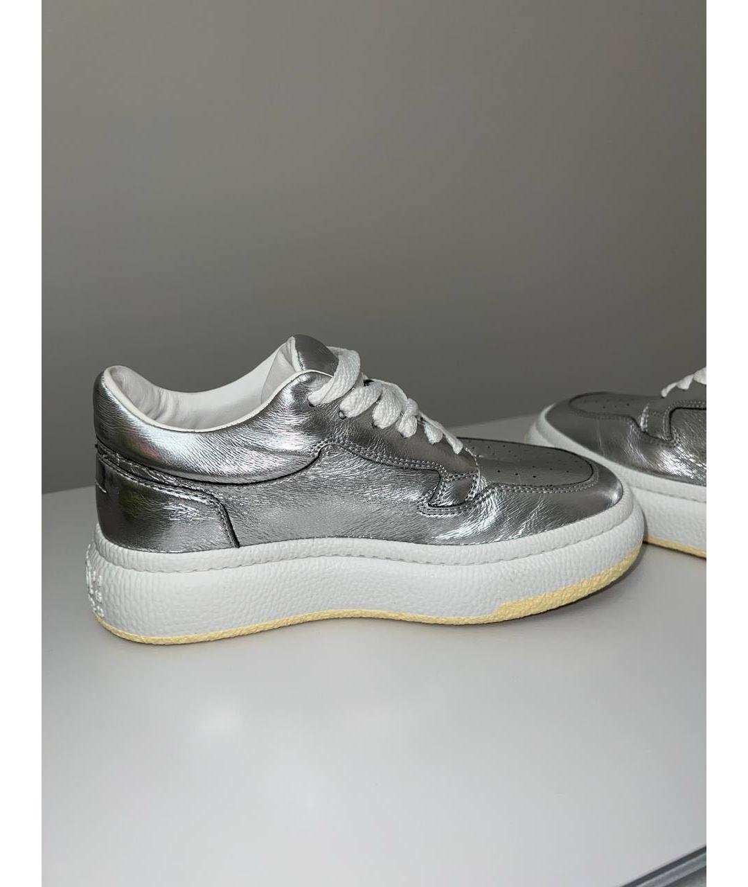 MAISON MARGIELA Серебряные кожаные кеды, фото 3