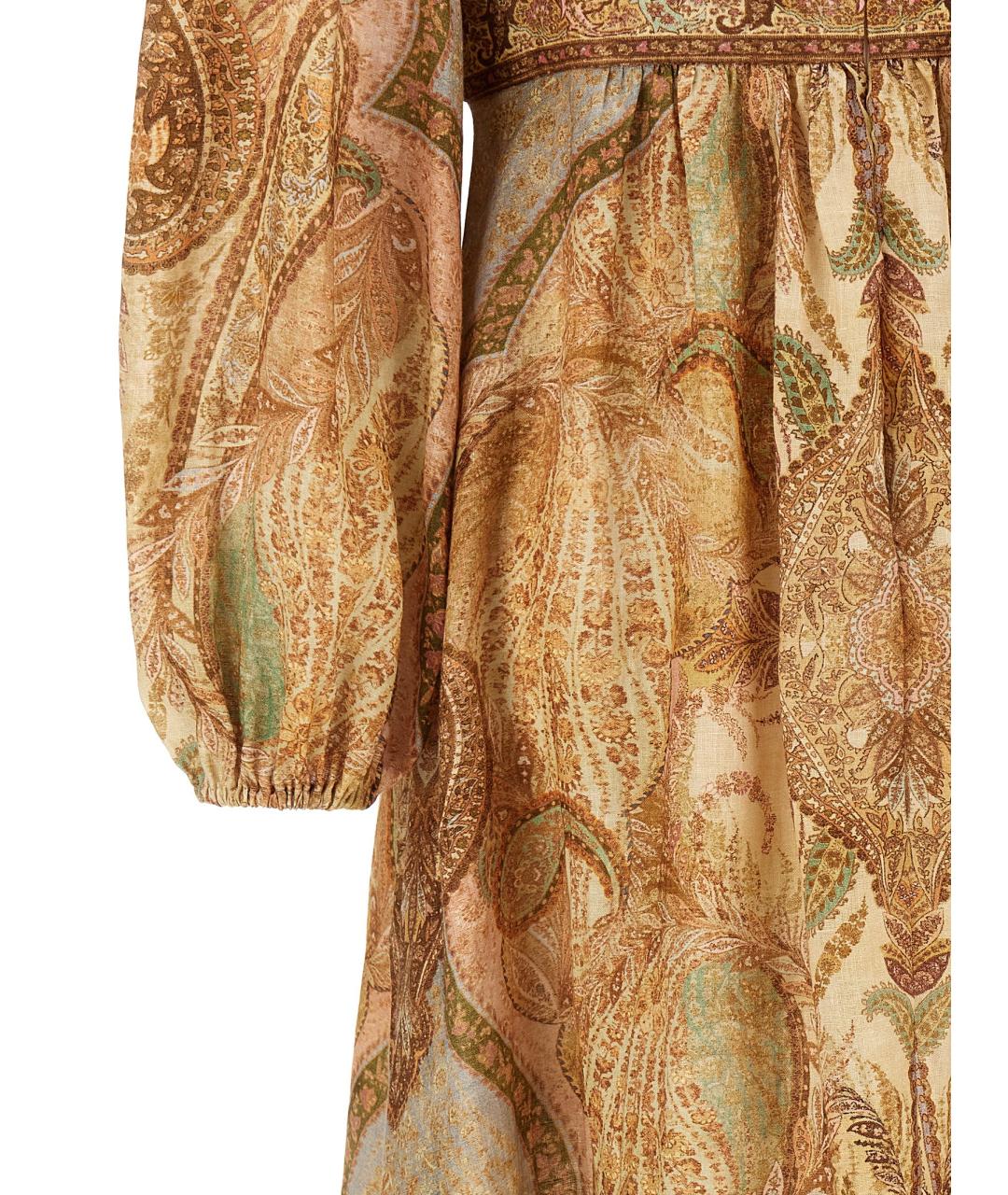 ZIMMERMANN Коричневое льняное платье, фото 4