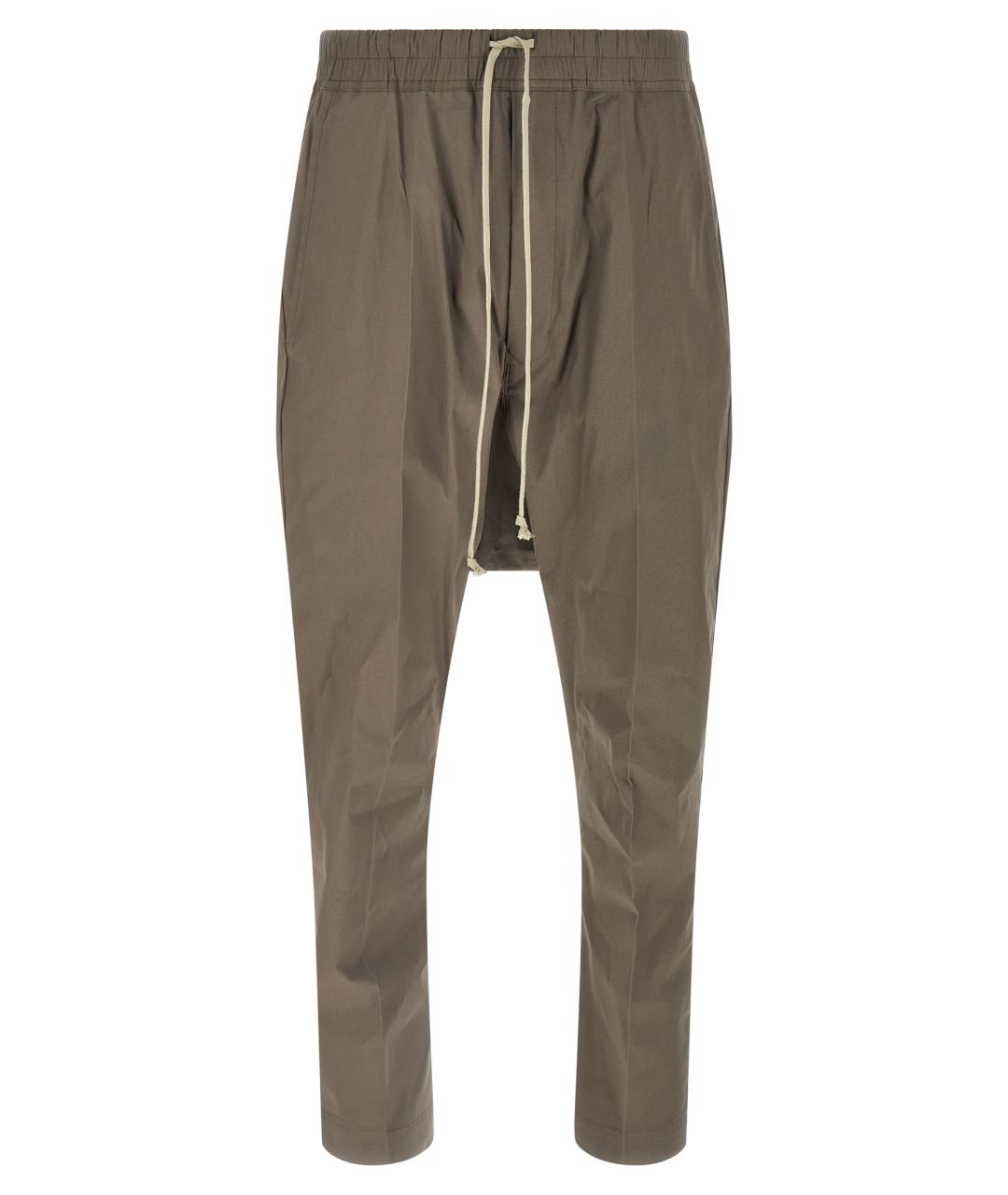 RICK OWENS Коричневые хлопковые повседневные брюки, фото 1