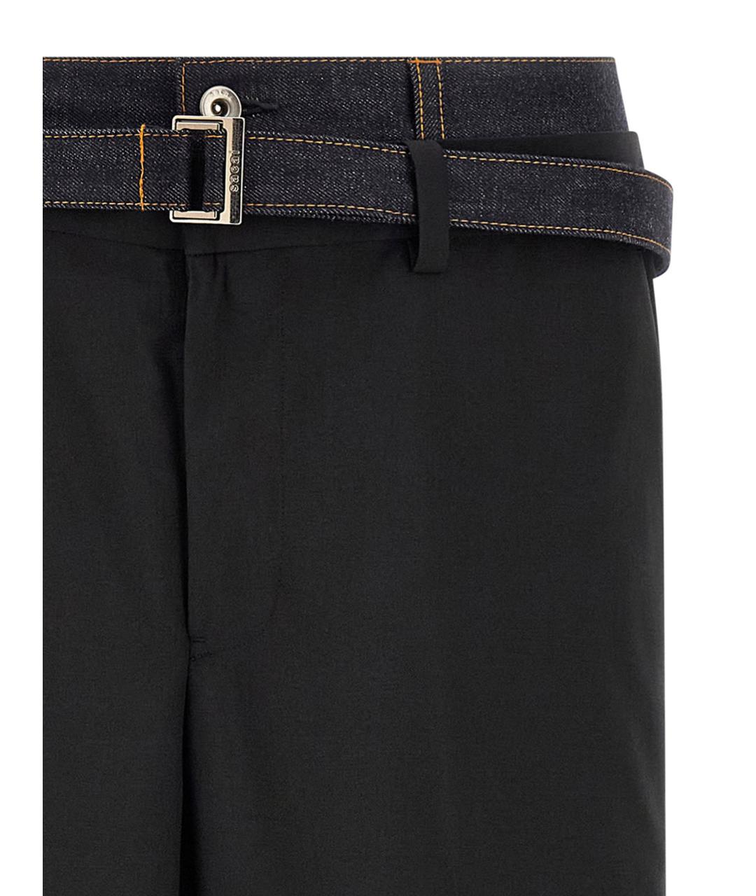 SACAI Черные шерстяные повседневные брюки, фото 3