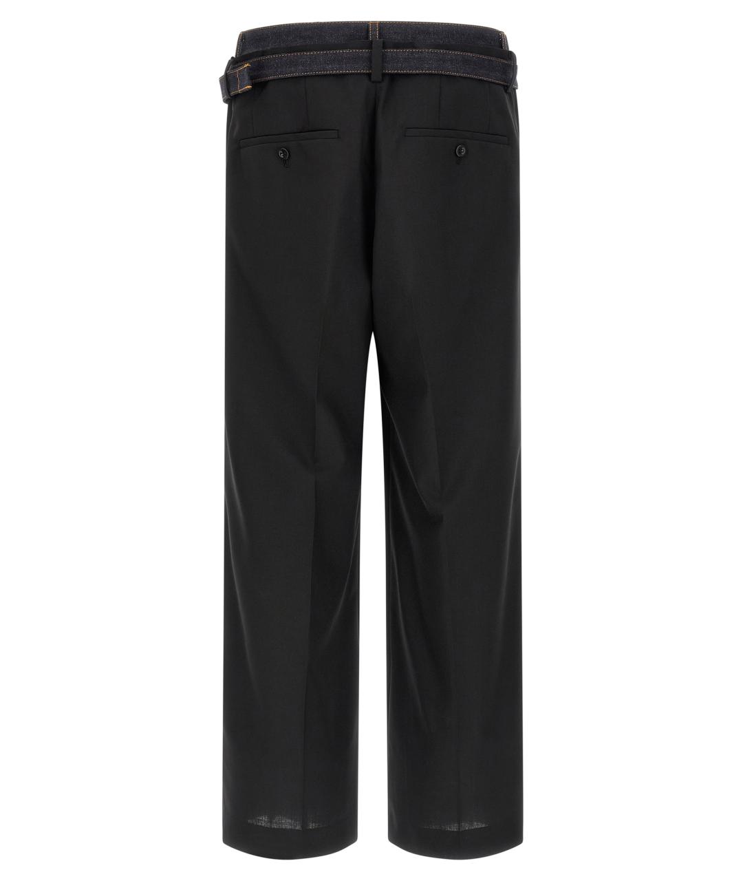 SACAI Черные шерстяные повседневные брюки, фото 2