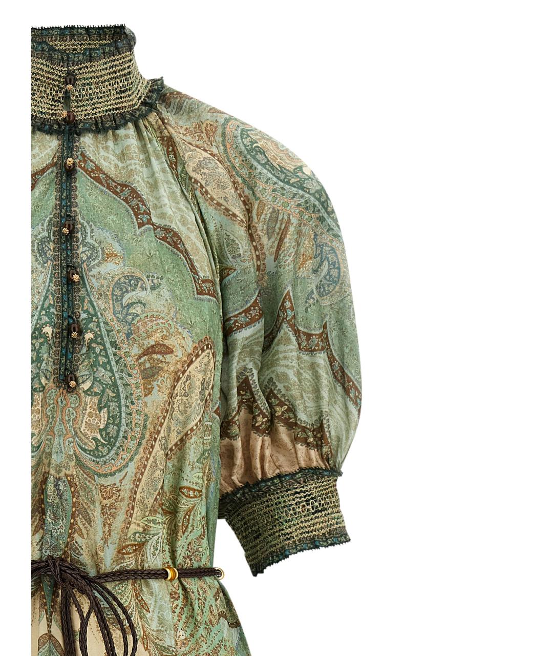 ZIMMERMANN Зеленые шелковое платье, фото 3