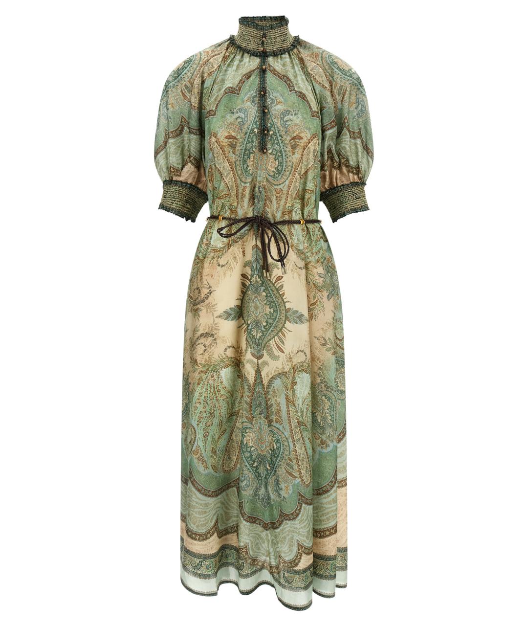 ZIMMERMANN Зеленые шелковое платье, фото 1