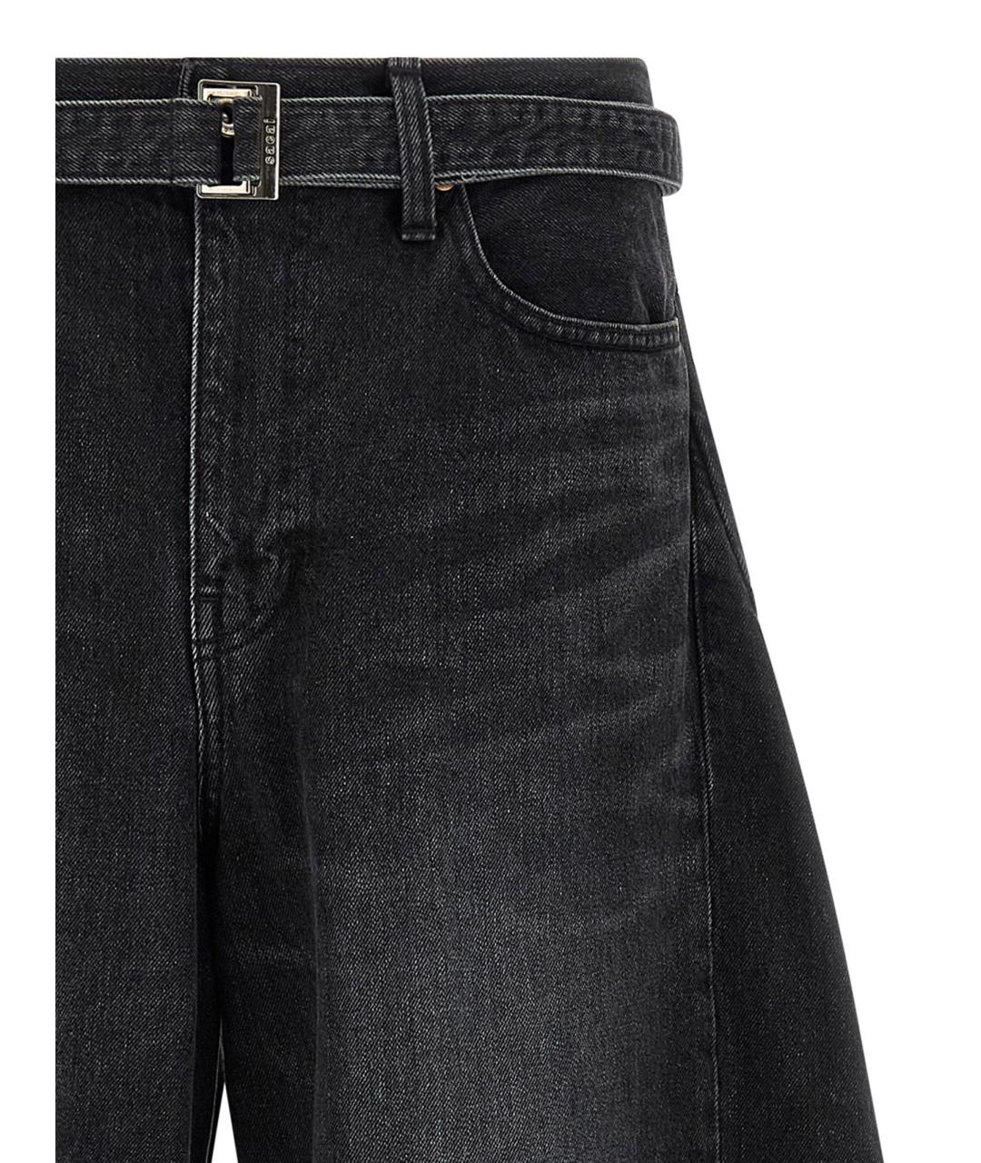 SACAI Черные хлопковые прямые джинсы, фото 3