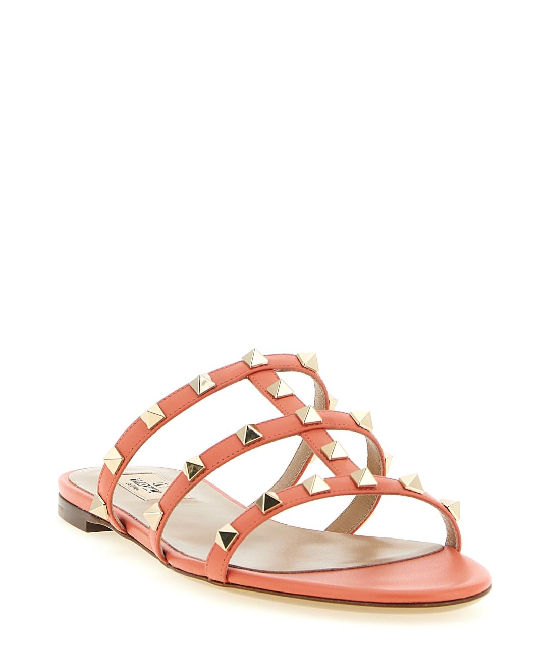 VALENTINO Оранжевое кожаные шлепанцы, фото 2