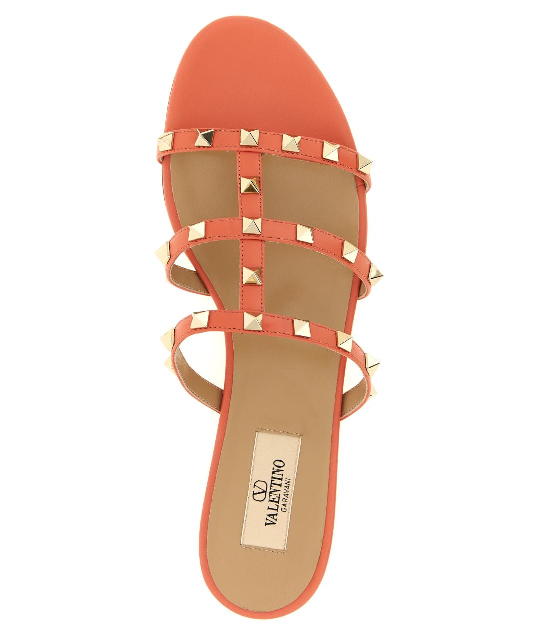 VALENTINO Оранжевое кожаные шлепанцы, фото 4