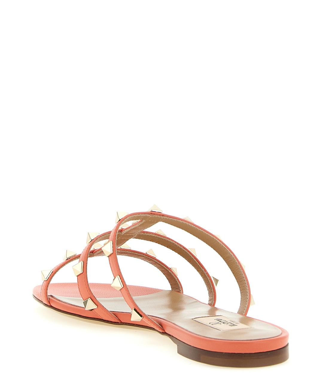 VALENTINO Оранжевое кожаные шлепанцы, фото 3