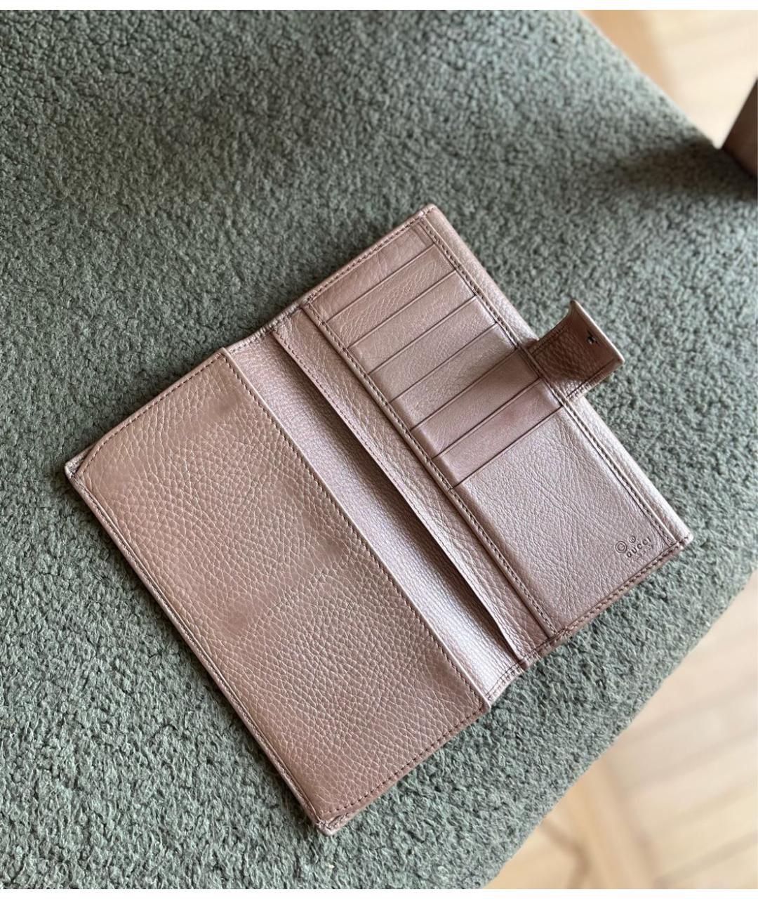 GUCCI Бежевый кожаный кошелек, фото 6