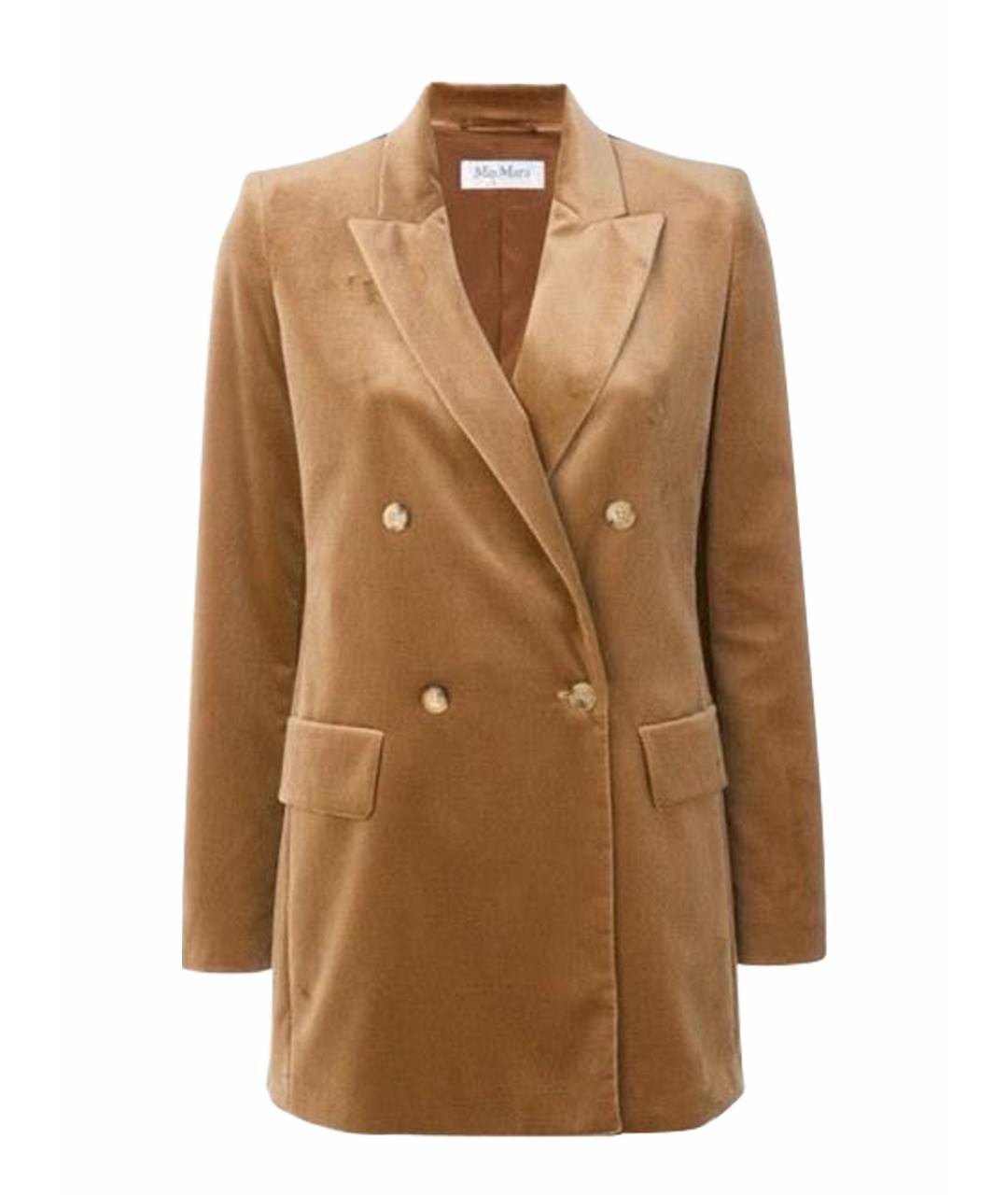 MAX MARA Бежевый велюровый жакет/пиджак, фото 1