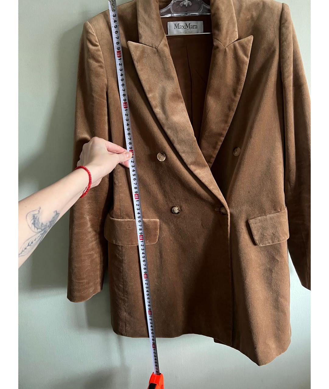MAX MARA Бежевый велюровый жакет/пиджак, фото 7