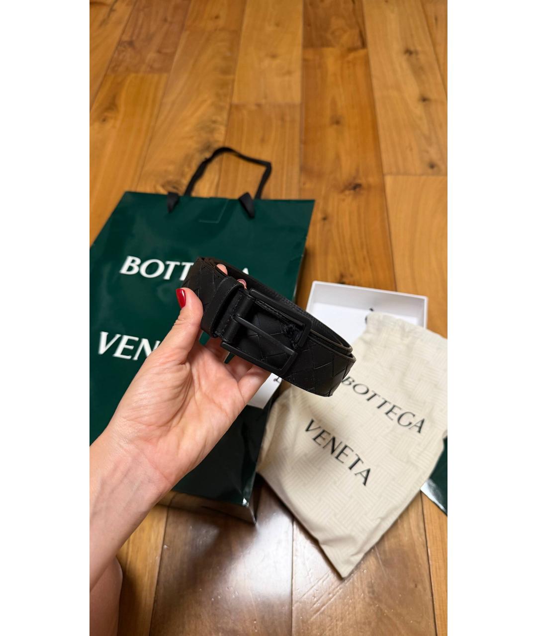 BOTTEGA VENETA Черный кожаный ремень, фото 3