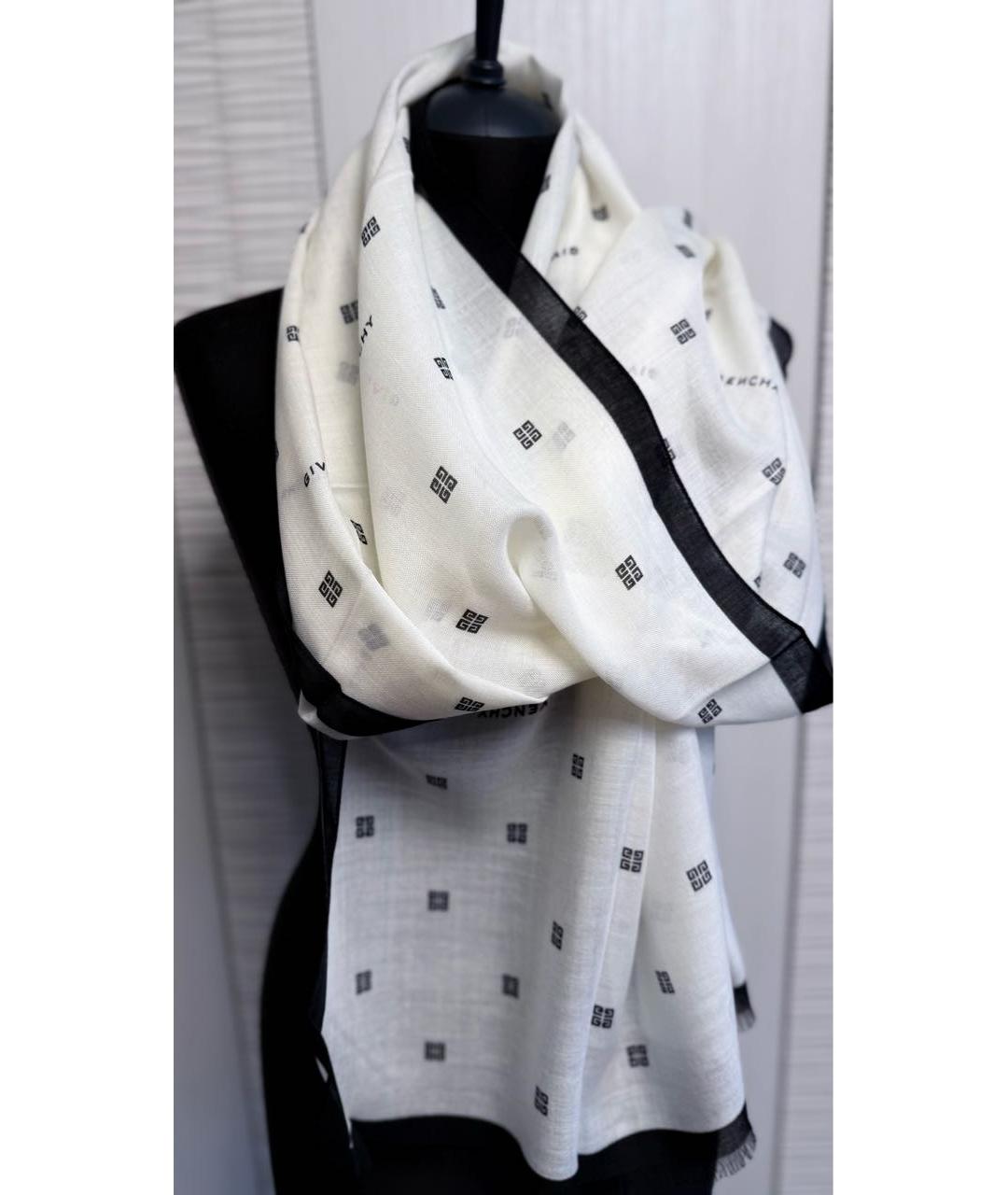 GIVENCHY Белый кашемировый шарф, фото 4