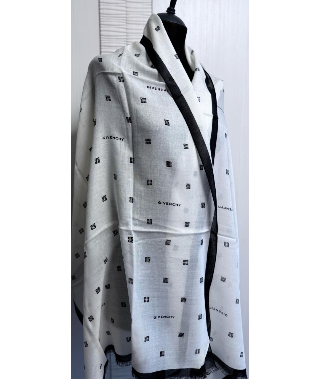 GIVENCHY Белый кашемировый шарф, фото 3