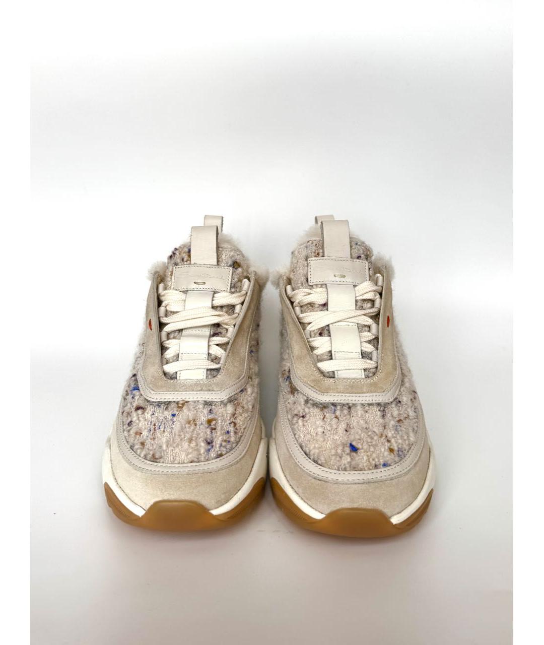 SANTONI Бежевые текстильные кроссовки, фото 2