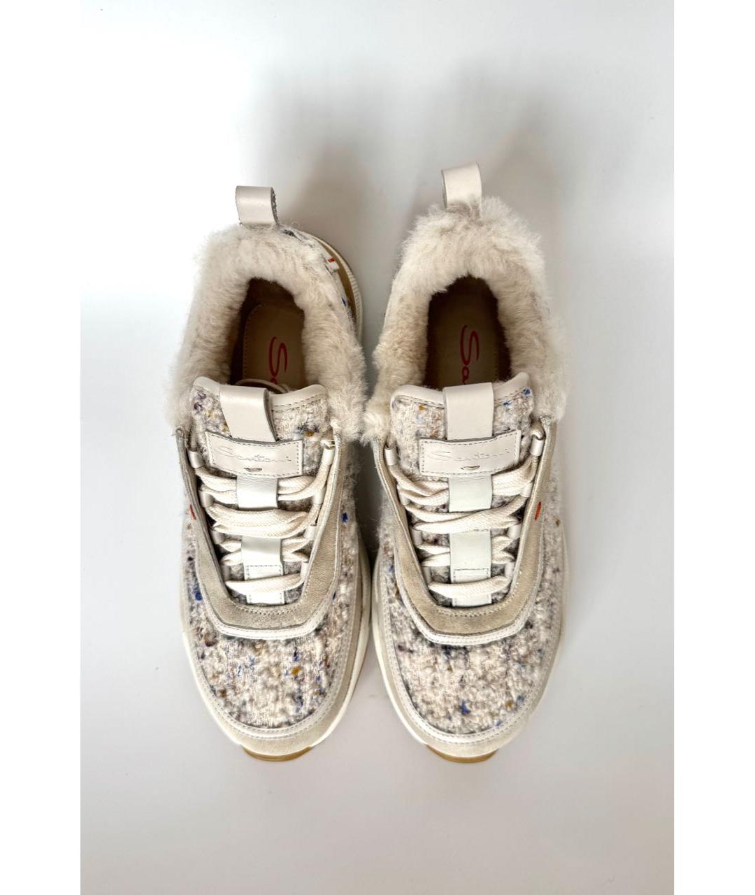 SANTONI Бежевые текстильные кроссовки, фото 3