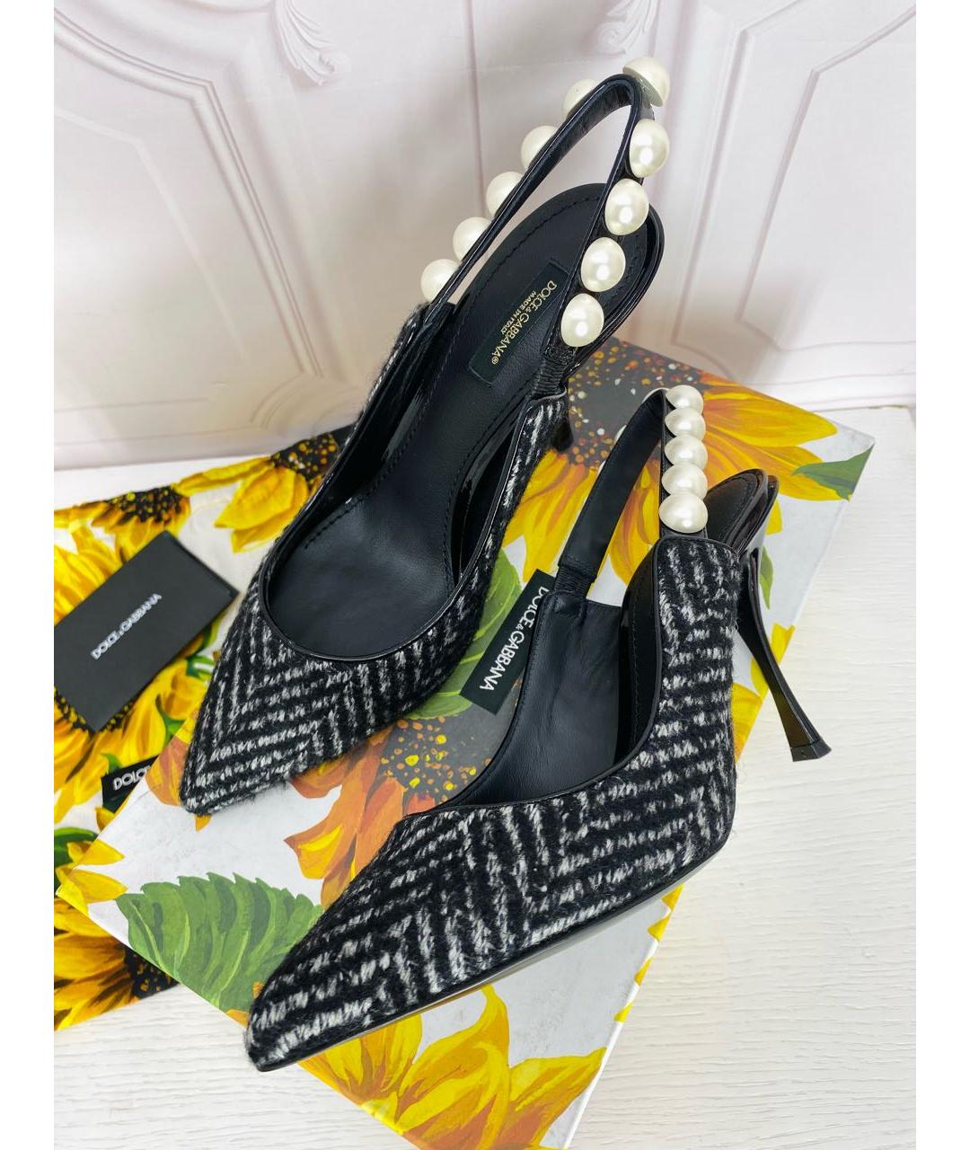 DOLCE&GABBANA Черные текстильные туфли, фото 4