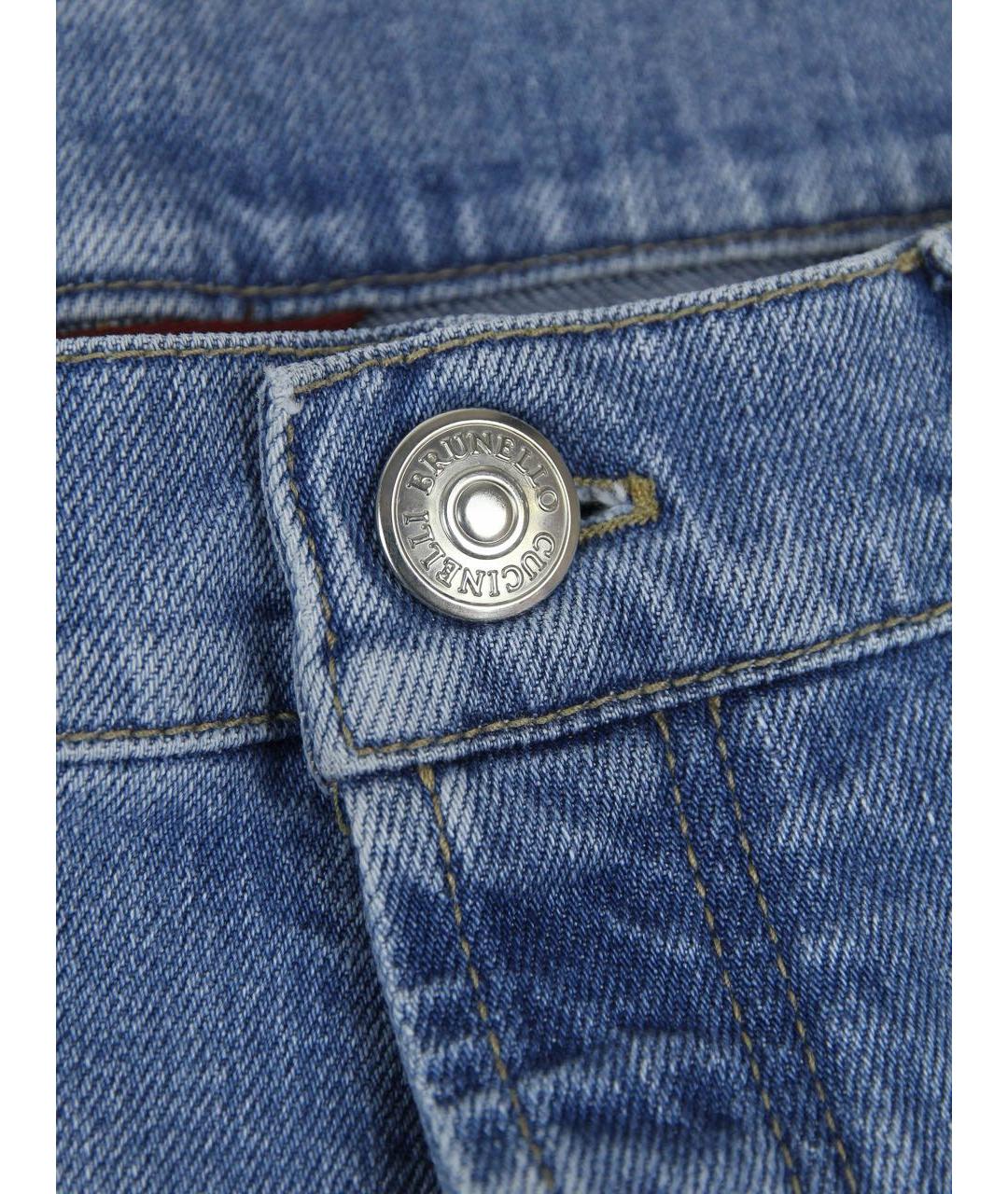 BRUNELLO CUCINELLI Голубые хлопковые джинсы скинни, фото 7
