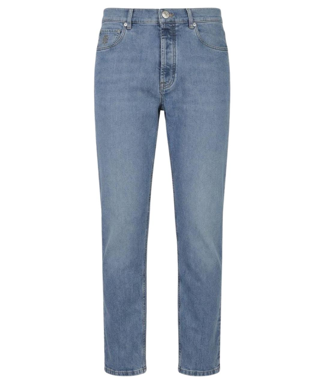 BRUNELLO CUCINELLI Голубые хлопковые джинсы скинни, фото 1