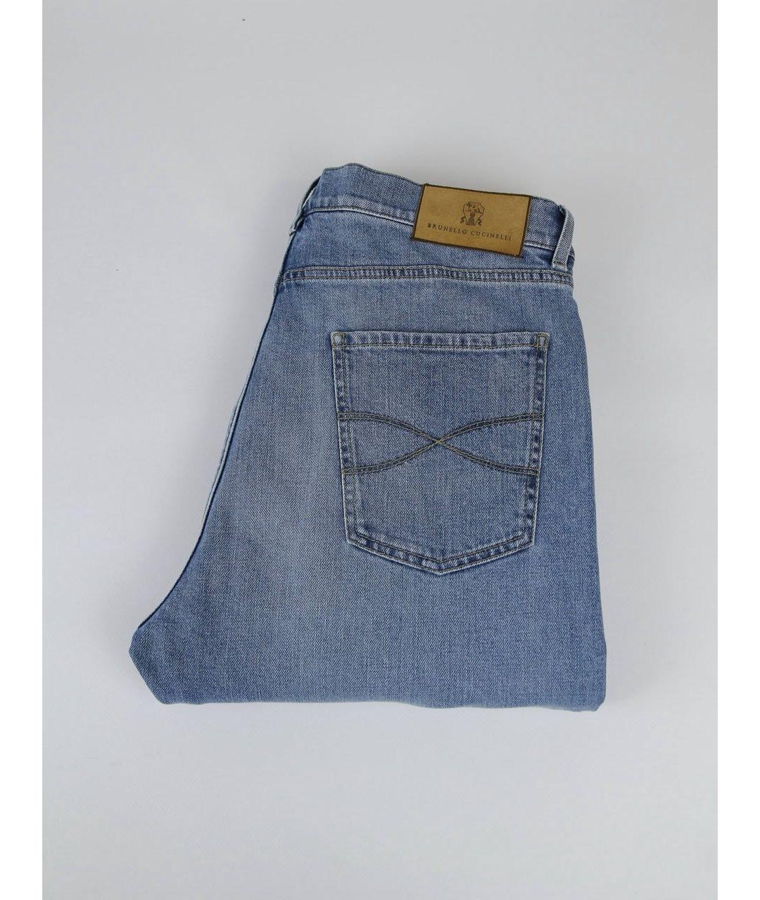 BRUNELLO CUCINELLI Голубые хлопковые джинсы скинни, фото 4