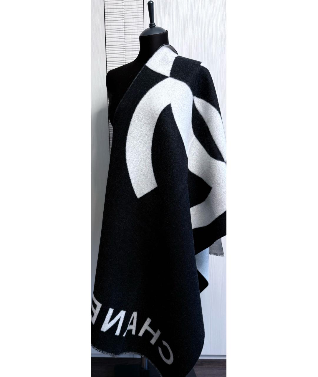 CHANEL Черный кашемировый шарф, фото 3