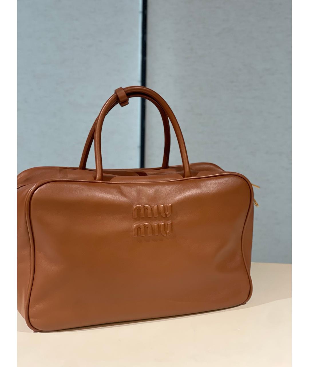 MIU MIU Коричневая кожаная сумка через плечо, фото 7