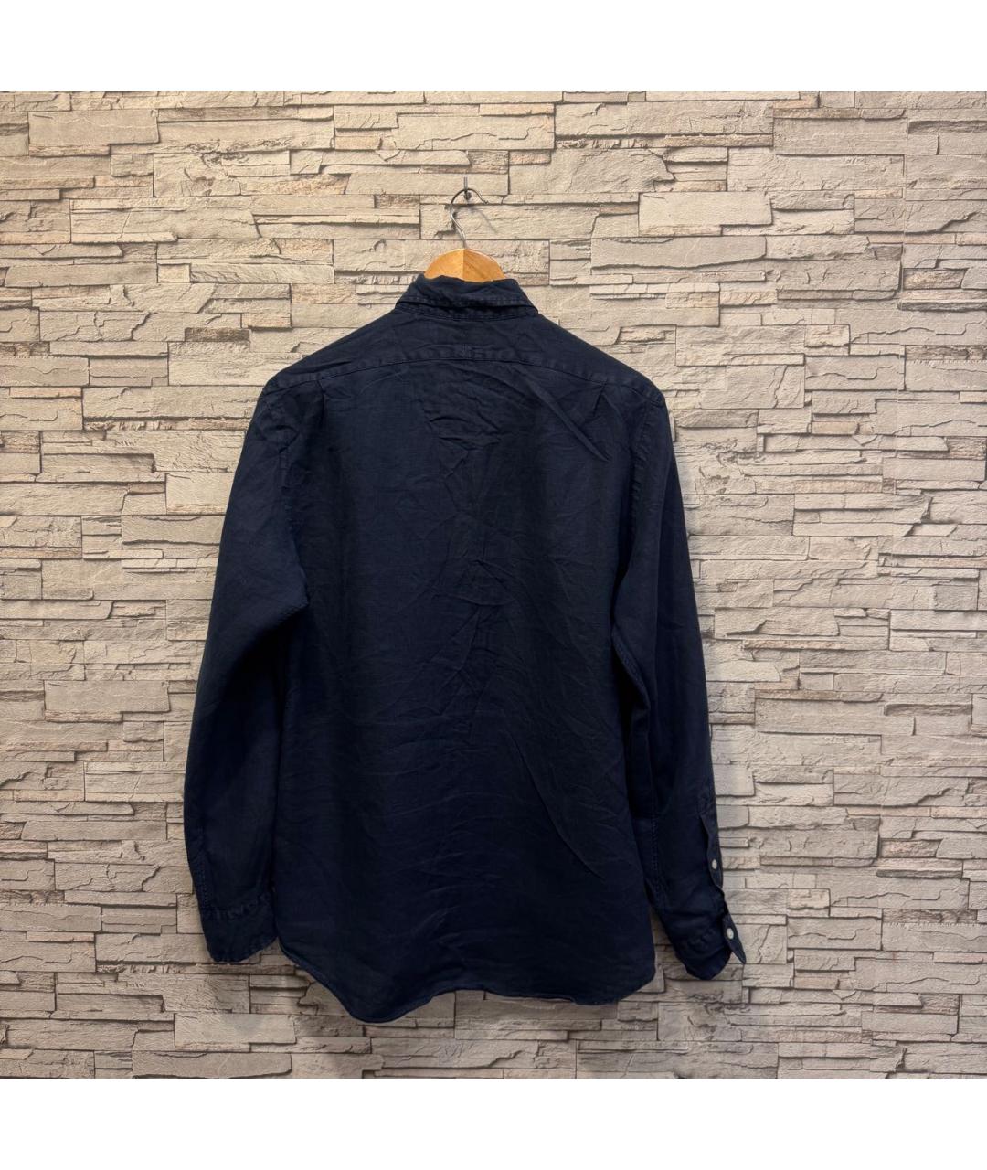 POLO RALPH LAUREN Темно-синяя льняная кэжуал рубашка, фото 2