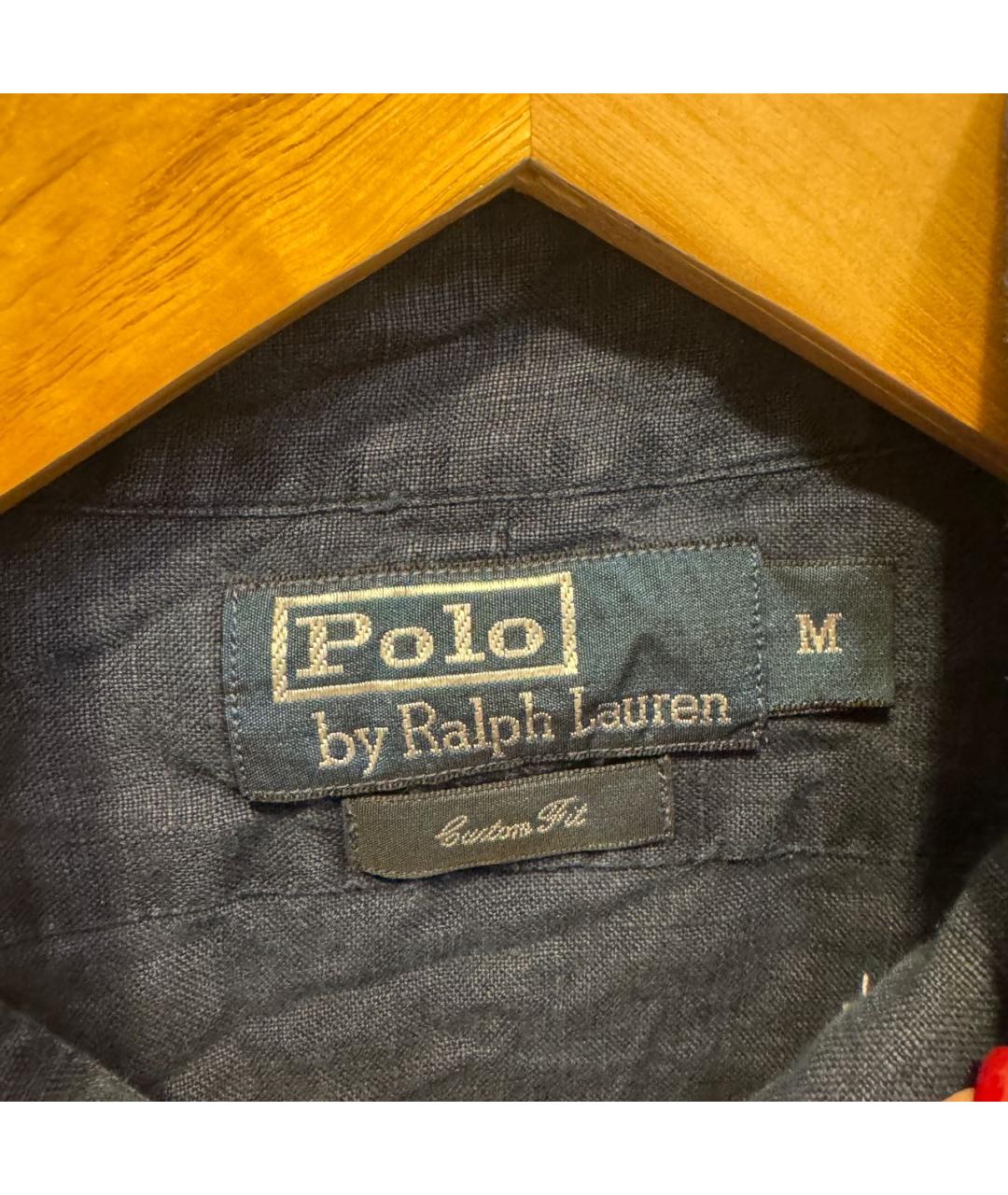 POLO RALPH LAUREN Темно-синяя льняная кэжуал рубашка, фото 3