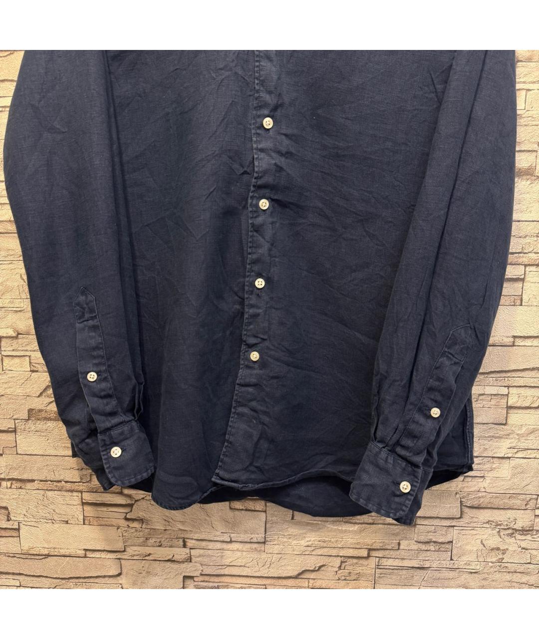 POLO RALPH LAUREN Темно-синяя льняная кэжуал рубашка, фото 4