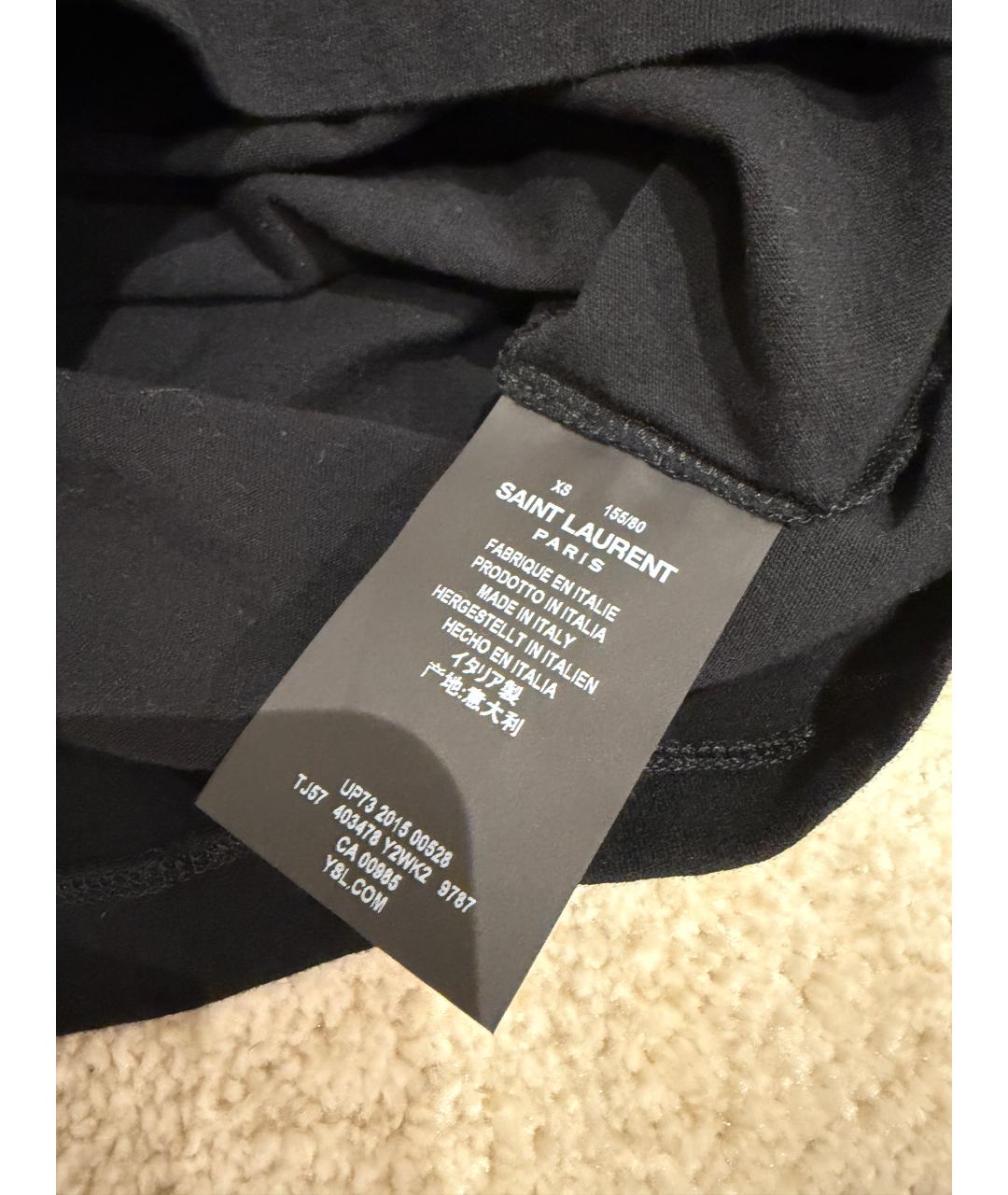 SAINT LAURENT Черная хлопковая футболка, фото 4