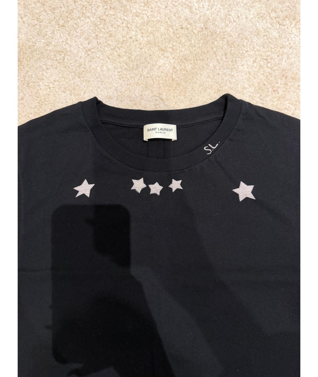 SAINT LAURENT Черная хлопковая футболка, фото 3